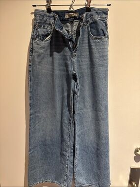 Madewell 25P Light Wash Straight Leg Wide Jeans
